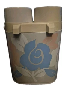 TUPPERWARE Interpur Twin Airpot Double Pump HOT COLD Thermos 80s Floral Pastel - Picture 1 of 7