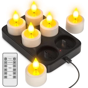 Rechargeable Flameless Candles with Remote Timer & Charging Base, 6 Pack Batt... - Bild 1 von 9