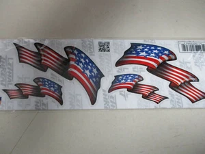USA FLAG SET 2 LEFT 2 RIGHT MOTORCYCLE GAS TANK TOOLBOX Decal  BIKE Car Truck  - Picture 1 of 4
