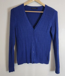 Sportscraft Womens Cardigan Cotton Knit Long Sleeve Blue Size Small - Picture 1 of 8