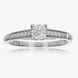 Warren James 9 Carat White Gold 0.25 Ct Diamond Ring Sz P.5 2.2g Certified Boxed - Picture 1 of 16
