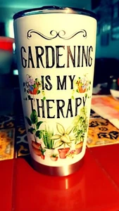 Gardening is My Therapy Coffee Travel Cup Gardening Gift Stainless Steel 20oz - Picture 1 of 8