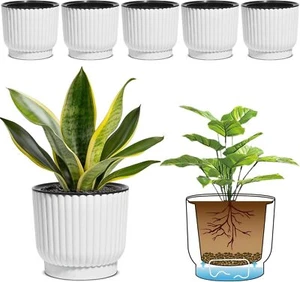 T4U 6 Inch Self Watering Pots for Indoor Plants, 6 Pack Plant Pots, Self Waterin - Picture 1 of 6