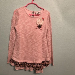 Rare Editions Girls Ruffled Sweater, Pink - Picture 1 of 7