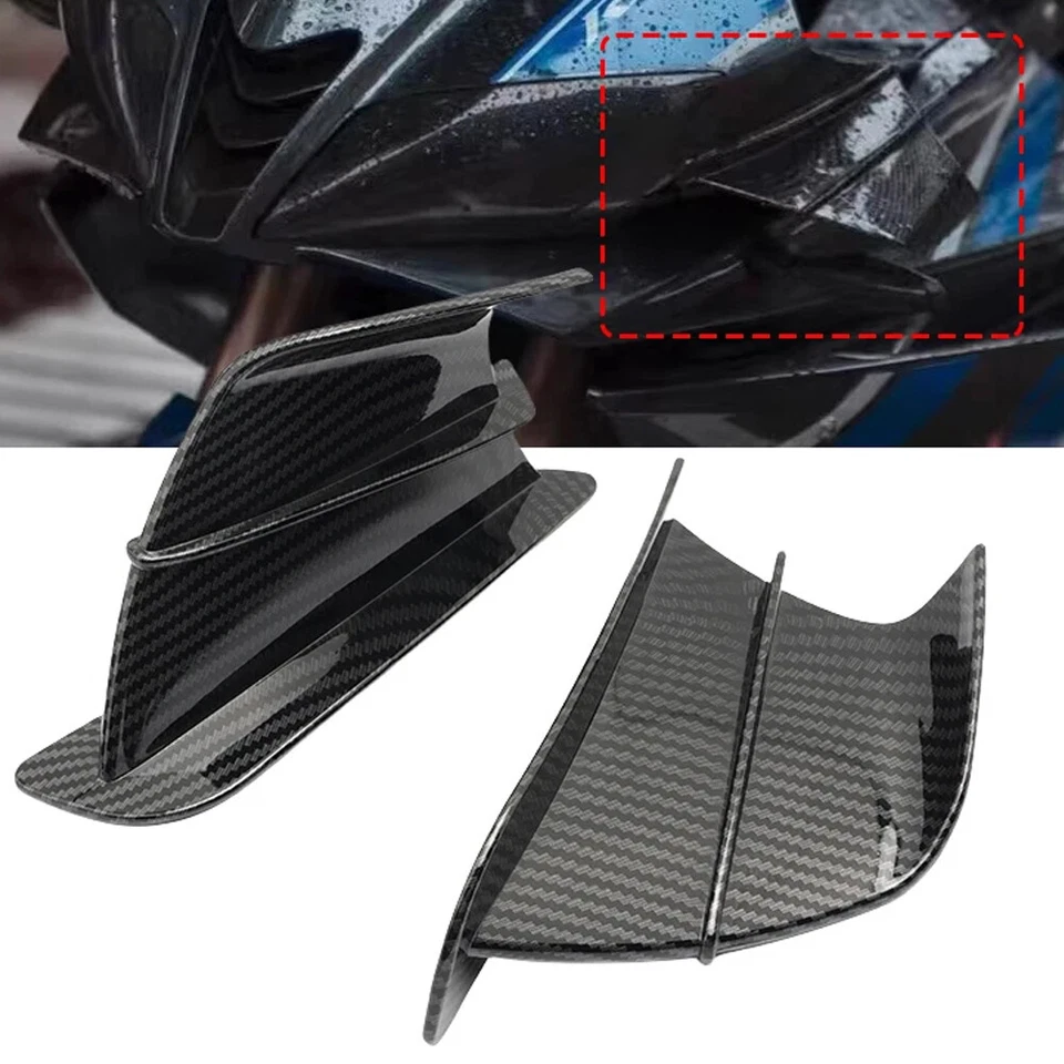 2pcs Motorcycle Accessories Black Winglet Side Spoiler Air Deflector Wing ABS - Image 1 of 4