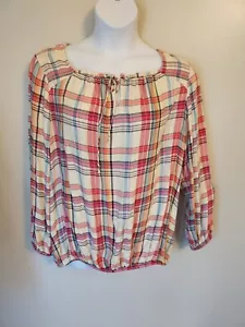 Lane Bryant karierter Flanell Blouson rot weiß blau Top Maße in Beschreibung - Bild 1 von 7