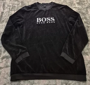 Hugo Boss Mens Sweatshirt Black Jumper Velour 2XL - Picture 1 of 9