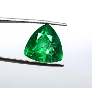 AAA++ Extra Fine 6.65 Ct Certified Green Emerald Trillion shape Loose Gemstone - Picture 1 of 4
