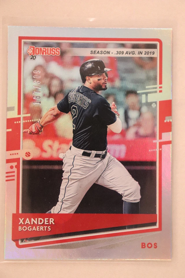 2020 Donruss Baseball Season Parallel Xander Bogerts Boston Red Sox #187/309 - Image 1 of 1