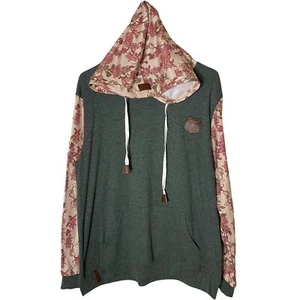 Alaska Küken Blumenärmel Hoodie M grün rosa leichter Pullover kuschelig Outdoor - Bild 1 von 11