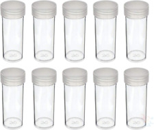 (10) round Clear Plastic (Quarter) Size Coin Storage Tube Holders with Screw on 