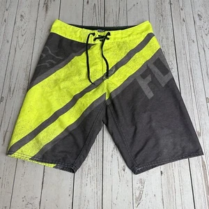 Fox Racing Board Shorts Skateboarding Swimwear Pocket Logo Mens Size 28 Neon - Picture 1 of 9