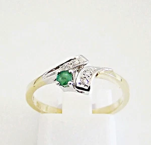 Ring Gold Diamanten Smaragd bicolor Edelsteine 585er 14 kt Goldschmuck - Bild 1 von 5