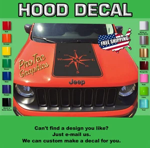 Hood Decal Fits Jeep Renegade Blackout (Compass) Ren-04  - Picture 1 of 4