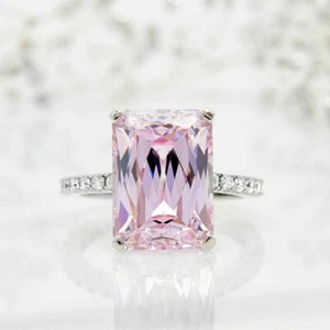 5 Kt Rosa Radiant Diamant Hochzeit Ring Trauringe Verlobungsring Weißgold-Finish - Bild 1 von 10