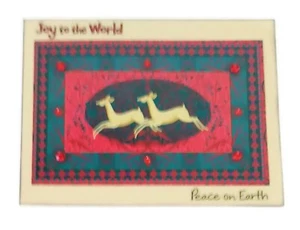 CHRISTMAS Holiday Greeting Cards - Reindeer Flying - Handmade From Recycle SALE - Picture 1 of 2