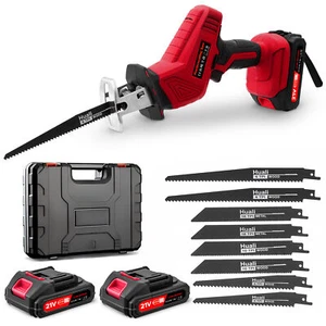 21V Cordless Reciprocating Saw + 2 Battery & Charger Recip Sabre Saw Kit Set - Picture 1 of 11