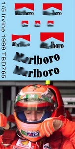 1/5 Decals per Casco Eddie Irvine 1999 F1 Helmet TBD765 - Picture 1 of 1