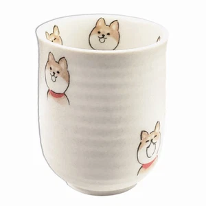 Japanese Yunomi Sushi Juice Tea Cup 3.75"H Porcelain Shiba Inu Dog Made in Japan - Picture 1 of 8
