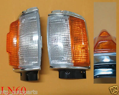83 - 88 FOR TOYOTA HILUX 4WD LN60 CHROME CORNER INDICATOR LIGHT PAIR HILUX MK2 - Image 1 of 3