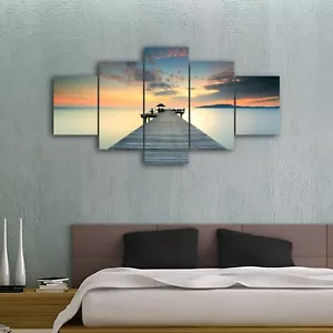 Stretched canvas prints seascape Bridge Time-lapse print diamond split sea art - Picture 1 of 3