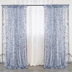 DUSTY BLUE 8x8 ft Big Payette Sequined BACKDROP CURTAIN Party Events Decorations - Picture 1 of 8
