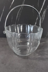 FOSTORIA DEPRESSION GLASS SUNRAY CLEAR ICE BUCKET & HANDLE, Mint Condition - Picture 1 of 4