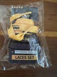 Pittsburgh Penguins NHL Hockey New Shoe Laces 1 Adult Pair 1 Youth Pair Sealed - Picture 1 of 2