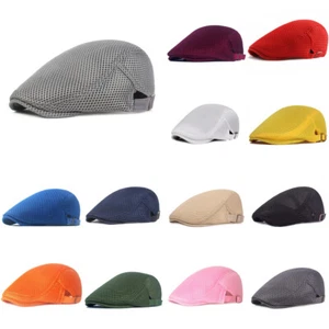 Men's Summer Newsboy Ivy Gatsby Cap Mesh Cabbie Golf Driving Sun Flat Beret Hat - Picture 1 of 24