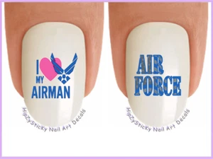Nail Art 5606 MILITÄR Luftwaffe Love my Airman Wasserrutsche Nagel Aufkleber Transfers - Bild 1 von 3