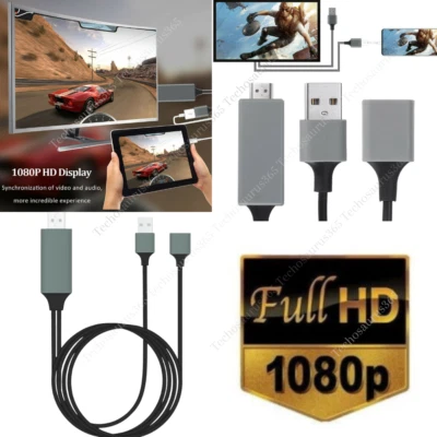 1080P HD HDMI Mirroring Cable Phone to TV HDTV Adapter For iPhone 13 12/Android - Image 1 of 4