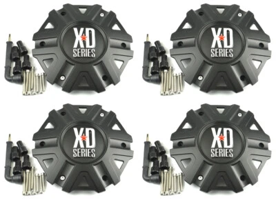 4x NEW KMC XD Series XD822 Monster II Wheel Center Caps Matte Black M-959SB - Image 1 of 4