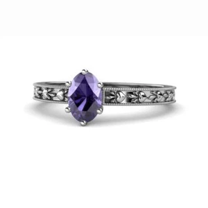 Oval Cut Iolite Solitaire Engagement Ring 7/8 ct 14K Gold JP:145332 - Picture 1 of 16