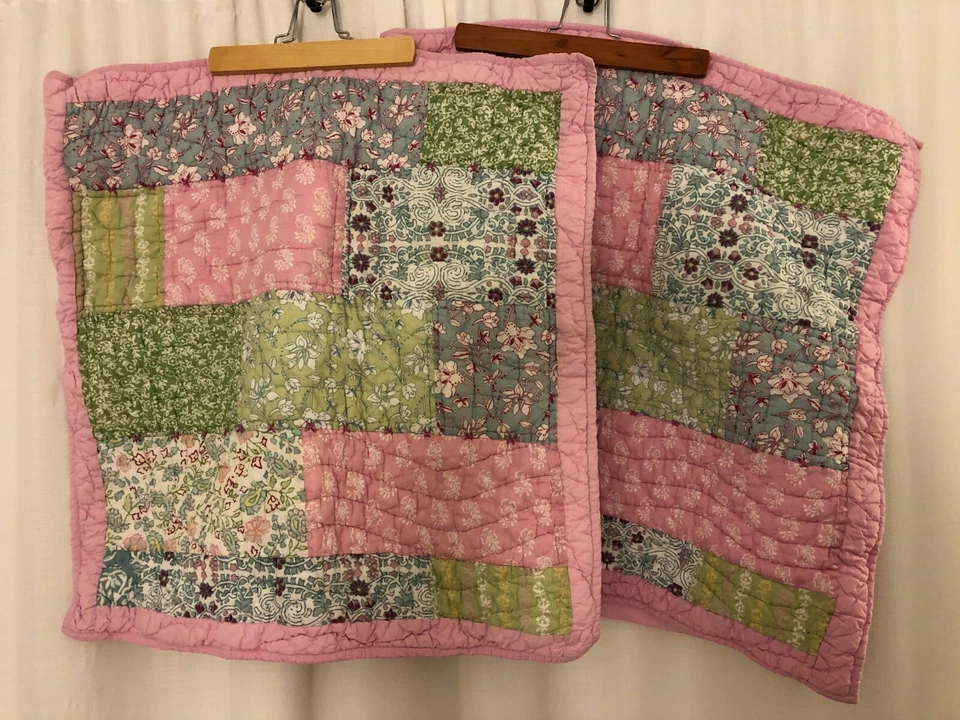 Lote de 2 fundas de almohada Pottery Barn para niños florales verde azul blanco Foto 1 de 4