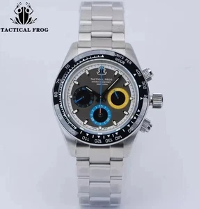 Tactical Frog 41mm Men's Chronograph Watch VS75 Seiko Solar Movement Waterproof - Picture 1 of 6