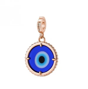 Charm ROSATO Storie in argento 925 placcato oro rosa RZ256 con cristalli OCCHIO - Picture 1 of 1