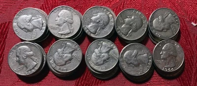 Rollo de 40 monedas 1962-63-64 - cuartos de Washington - extra fino Foto 1 de 2