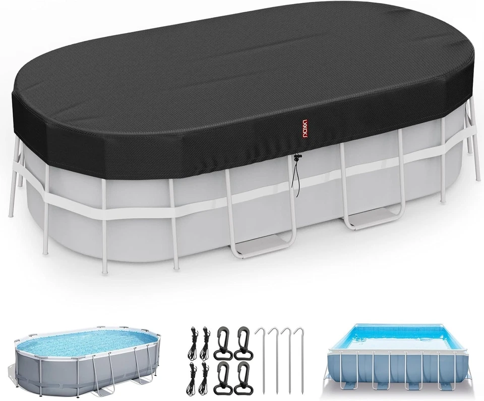 18Ft Rectangular Pool Cover for Above Ground Pools, Oval Pool Cover, 210D Fabric - Image 1 of 4