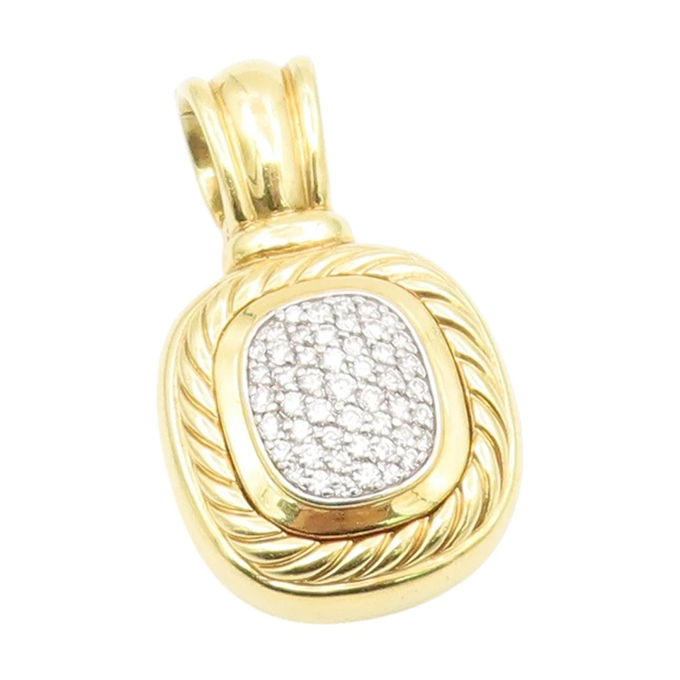 Colgante vintage de oro de 18 quilates DAVID YURMAN diamantes reales cuerda retorcida encanto GP848 Foto 1 de 4
