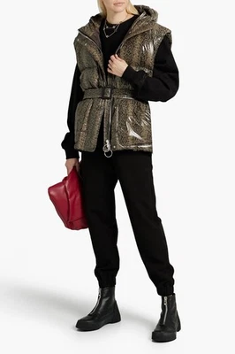 RRP€905 IENKI IENKI Puffer Gilet Size XS Quilted Snakeskin Pattern Belted Hooded - Image 1 of 4