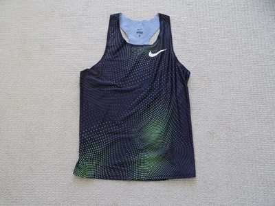 2016 MENS M MEDIUM NIKE RUNNING PRO ELITE SINGLET TANK 895443 XXX BLACK VOLT - Image 1 of 4