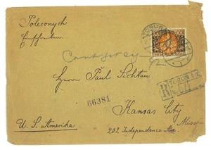 P4644 - POLONIA 1922 CARTA REGISTRADA DE TORUN A LA CIUDAD DE KANSAS - Imagen 1 de 2