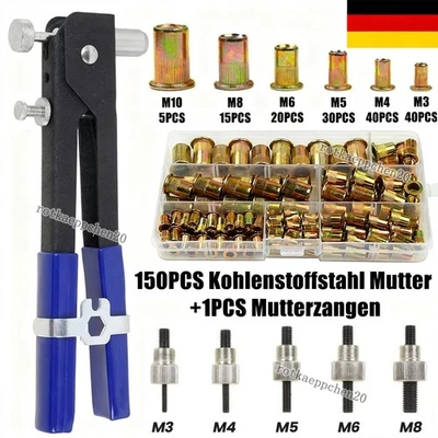 Blindnietmuttern M3-M10 Verzinkte Gewindenieten Einziehmutter 300/150-tlg Set - Bild 1 von 4