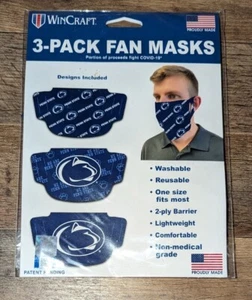 NEW 3 PACK PENN STATE FACE MASK COTTON ONE SIZE WINCRAFT - Picture 1 of 3
