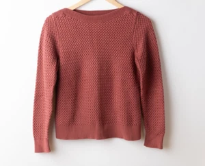 L.L. Bean Pullover mit Zopfmuster Damen S einfarbig Burnt Orange Preppy kuschelig - Bild 1 von 12
