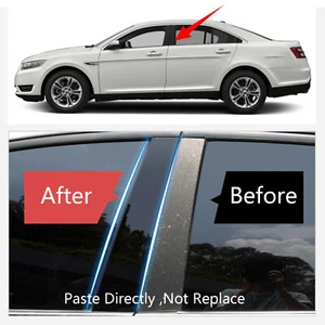 Decal Covers Fit For 2010-2019 Ford Taurus Door Window Black B Pillar Posts 6PCS - Imagen 1 de 6