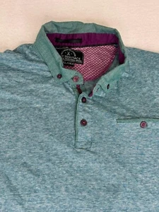 Knit Heritage Men's Polo Shirt Heather Blue/Green X Large Short Sleeve XL - Picture 1 of 7