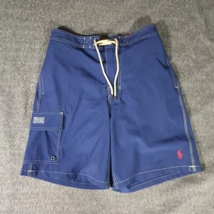 Polo Ralph Lauren Swim Trunks Navy Red Pony Logo Mens Small Cargo Board Shorts - Photo 1/8