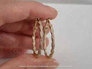 1.80Ct Lab-Created Diamond Inside Out Twist Hoop Earrings 14K Yellow Gold Finish - Picture 1 of 3