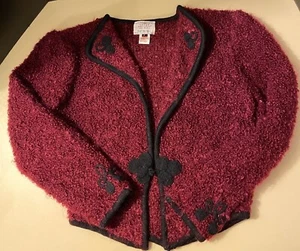 Vintage 1990 SUSAN BRISTOL Maroon Mohair Wool Sweater Petite hand embroidered - Picture 1 of 4